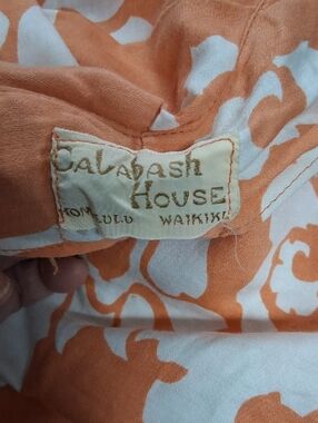 Vintage 60's Calabash House Honolulu Wakiki Orange & White Floral Dress